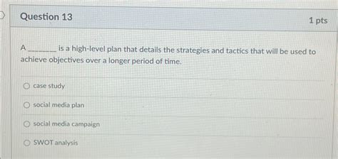 Solved Question Ptsa Is A High Level Plan That Details Chegg