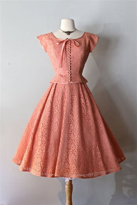 Vintage 1950s Blush Lace Party Dress Vintage 50s By Xtabayvintage