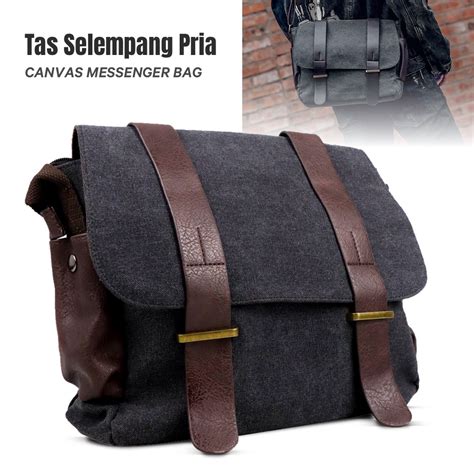 Kaka Tas Selempang Pria Korean Canvas Messenger Bag Wsm2642 Black