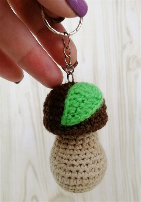 FREE CROCHET PATTERN Crocheted Key Chain Keychain Mushroom Etsy In