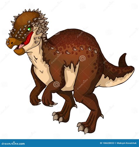 Cute Cartoon Pachycephalosaurus Isolated Illustration Of A Cartoon