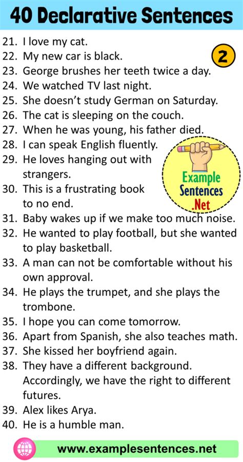 40 Example of Declarative Sentence, Definition and Example Sentences - Example Sentences