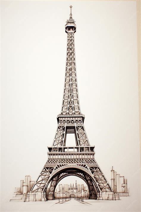 Drawing Of A Drawing Of The Eiffel Tower In Paris Generative Ai Premium Ai Generated Image