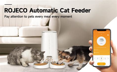 ROJECO Automatic Cat Feeders For 2 Cats 4L Cat Food Dispenser With APP