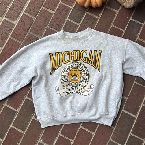 Vintage Michigan Sweatshirt THICK THICK very boxy - Depop