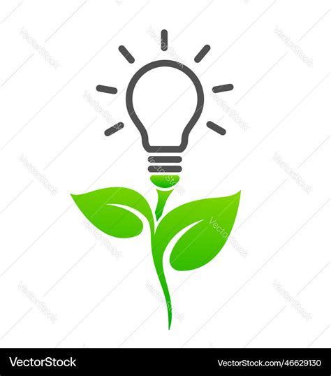 Green energy symbol plant with lightbulb Vector Image