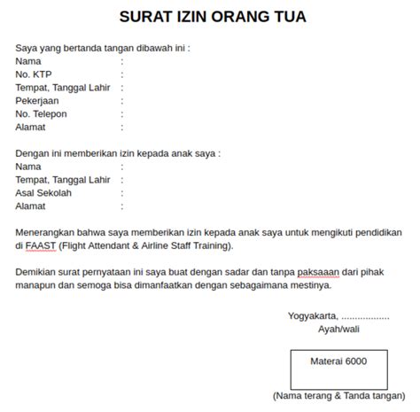 11 Contoh Surat Izin Orang Tua Untuk Sekolah Dan Lainnya