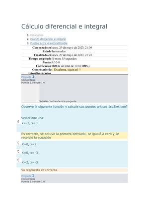 Modalidad de exámenes Semana 1 Revisión del intento Cálculo