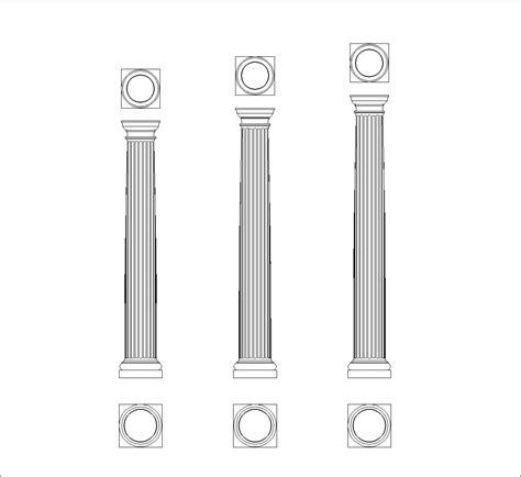 Fluted Columns Dwg Cad Block Free Download