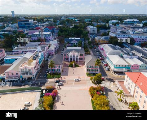 Bahamian Parliament Building Aerial View On Bay Street In Downtown Nassau New Providence Island