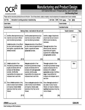 Fillable Online Cymru Ocr Org Unit Recording Sheet OCR Fax Email