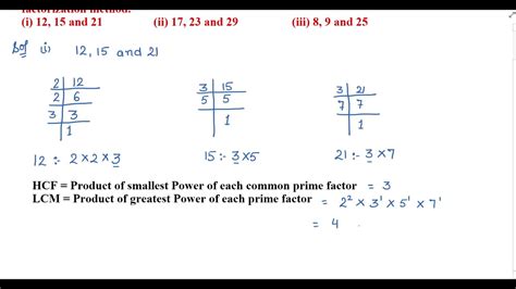 Find The Lcm And Hcf Of The Following Integers By Applying The Prime Factorization Method Youtube