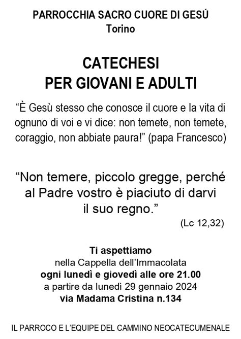 Catechesi Per Giovani E Adulti In Preparazione Alla Cresima Dal 29