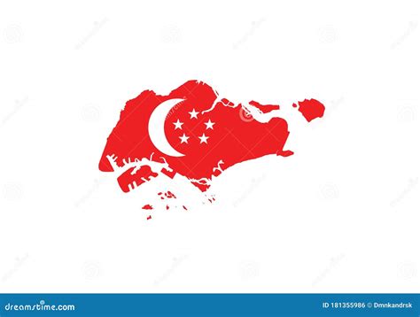 Singapore Flag Map Country Shape Stock Vector Illustration Of Asia