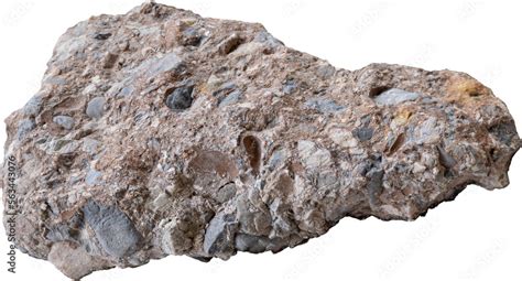 Conglomerate Rock Sample Isolated On White Background With Clipping