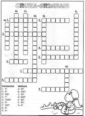 Rosearts Atividades para imprimir Números ordinais cruzadinha