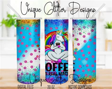 Unicorn Tumbler Wrap Coffee Magic Wrap Digital Tumbler Wrap Etsy