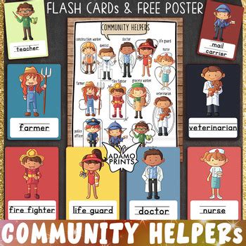 Community Helper Flash Cards Matching Activity Montessori Materials