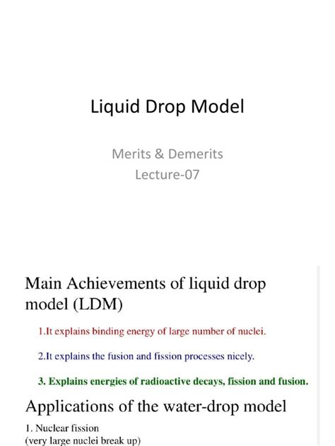 An Introduction To The Liquid Drop Model Of Atomic Nuclei Strengths