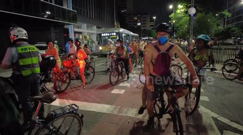 World Naked Bike Ride Kicks Into Second Gear In Sao Paulo Brazil Buy Sell Or Upload Video