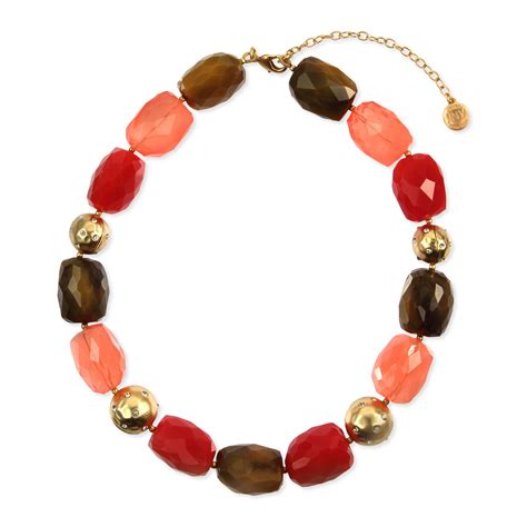 Jones New York Worn Gold Tone Coral Collar Necklace In Multicolor No