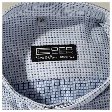 Cococler Clergy Shirt Cotton Blend Cross Patterned Long Sleeve With Tab