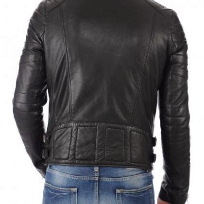 Men Leather Jacket Handmade Black Motorcycle Solid Lambskin Leather