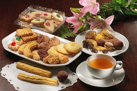 Tea and biscuits stock photo. Image of drink, floral - 14780350