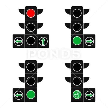 Set Of Traffic Lights Isolated On White Background Clip Art 138302423