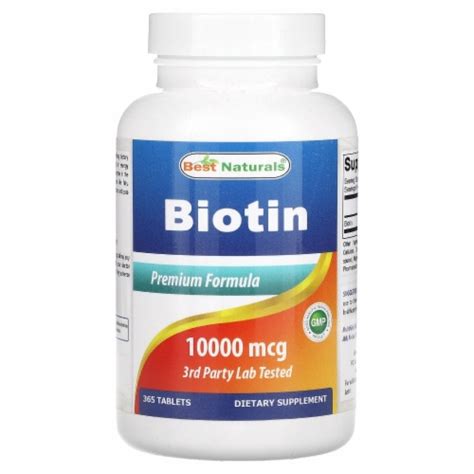 Best Naturals Biotin Also Called Vitamin B7 10 000 Mcg 365 Tablets