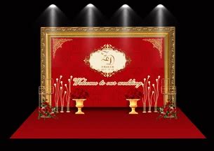 Red And Gold European Wedding Drawing Renderings Decors 3D Models