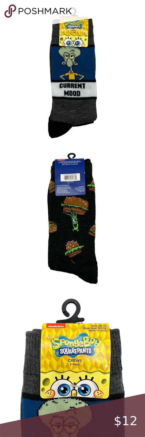 Spongebob Squarepants Socks Pairs Size Squidward Plankton