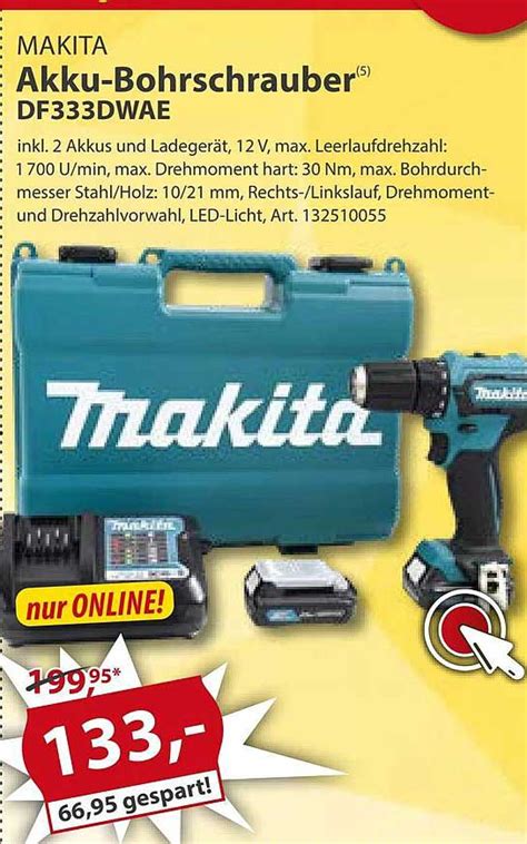 Makita Akku-bohrschrauber Df333dwae Angebot bei Sonderpreis Baumarkt ...