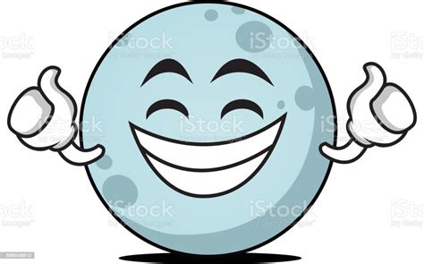 Proud Face Moon Cartoon Character Vector Illustration Stock