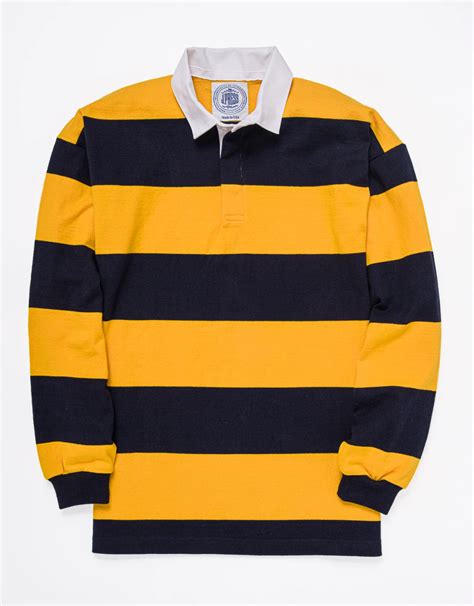 Classic Stripe Rugby Shirt Navygold In 2021 Mens Rugby Shirts