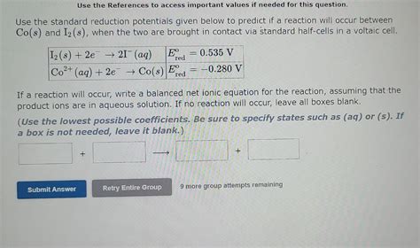 Solved Use The Standard Reduction Potentials Given Below To