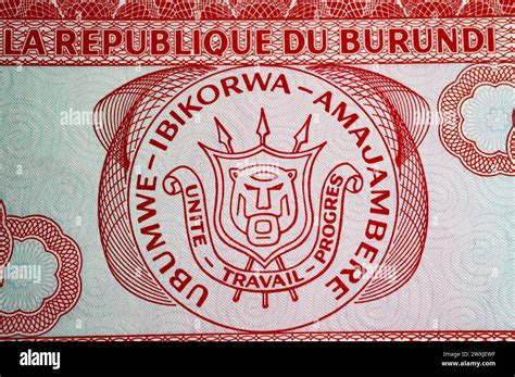 National Emblem Coat Of Arms On Burundi Franc Currency Banknote