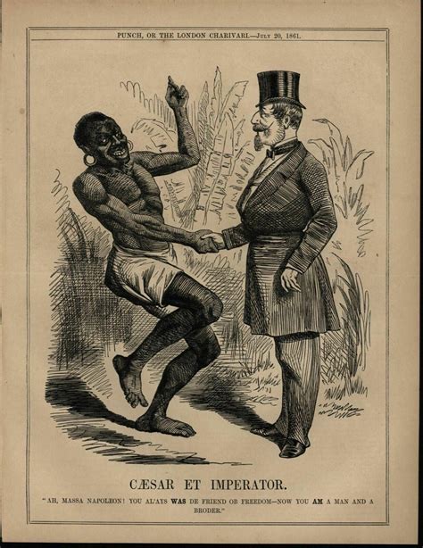 African Man Napoleon III Racist Political Cartoon 1861 Old Print