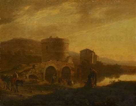 The Ponte Lucano With The Tomb Of Plautier At Tivoli Oil On Oak 31 X