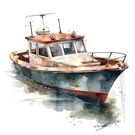 Premium AI Image | A watercolor painting of a boat in the water.