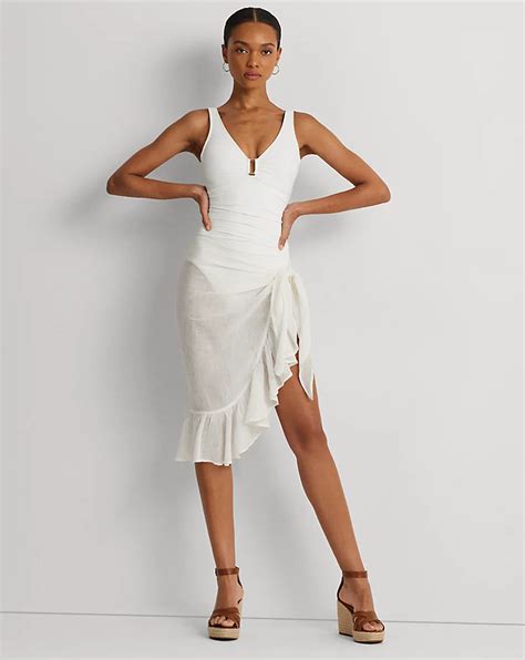 Ruffle Trim Cotton Linen Wrap Skirt For Women Ralph Lauren® Uk