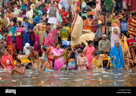 The Holy Bath In The Sacred River Ganga On The Kartika Purnima Day At