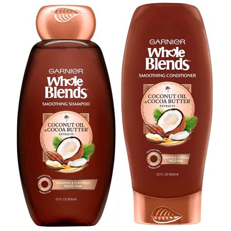 Garnier Whole Blends Coconut Oil And Cocoa Butter Smoothing Shampoo And Conditioner Set For Frizzy