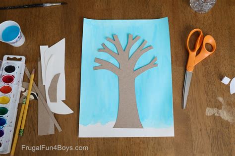 3D Fall Tree Collage Art - Frugal Fun For Boys and Girls