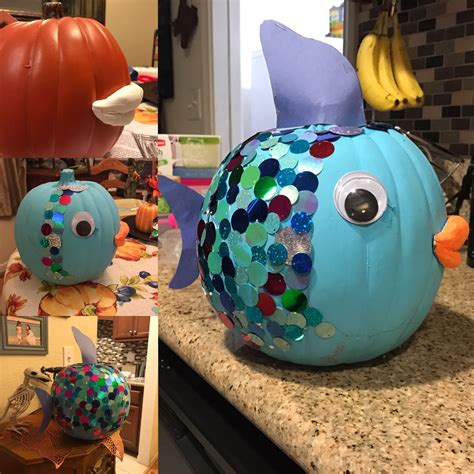 Rainbow fish pumpkin decoration | Pumpkin decorating, Halloween pumpkin ...