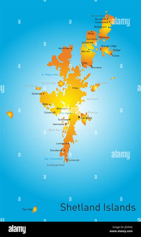 Vector Color Map Of Shetland Islands Stock Photo Alamy