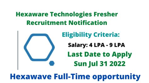 Ctc 4 9 Lpa Hexaware Technologies Fresher Recruitment Notification Check The Eligibility