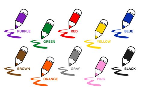 Learn different colors from color pencil pictures, Chart learning for ...