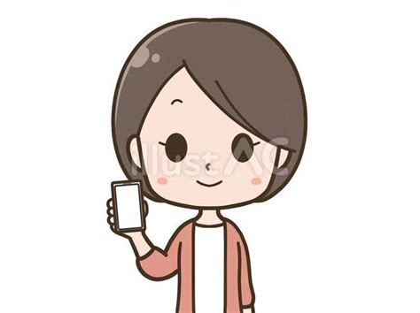 スマホの画面を見せる女性イラスト No 24638323｜無料イラスト・フリー素材なら「イラストac」