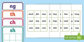 Sh Ch Th And Ng Sorting Cards Activity Professor Feito